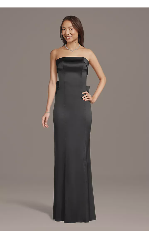Strapless Mikado Sheath Dress with Back Bow