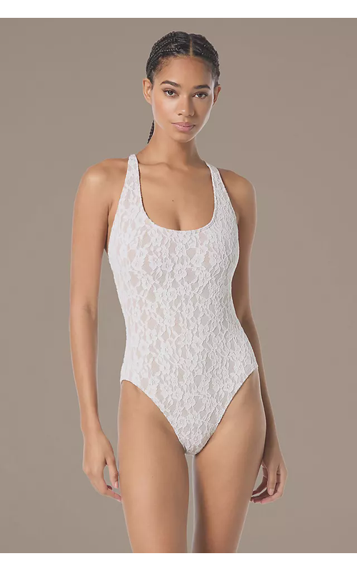 Lace Cross-Back One-Piece Swimsuit