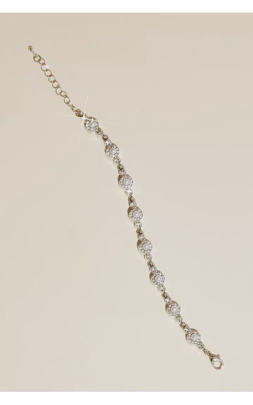 Circle Station Pearl and Rhinestone Bracelet