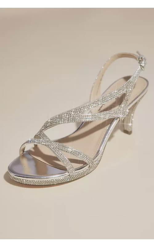 Crystal Mid Heel Platform Sandals