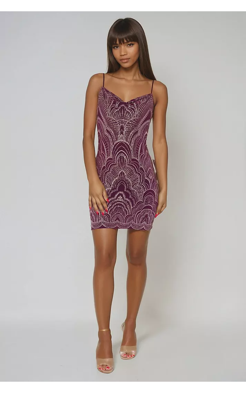 Spaghetti Strap Glitter Slinky Dress