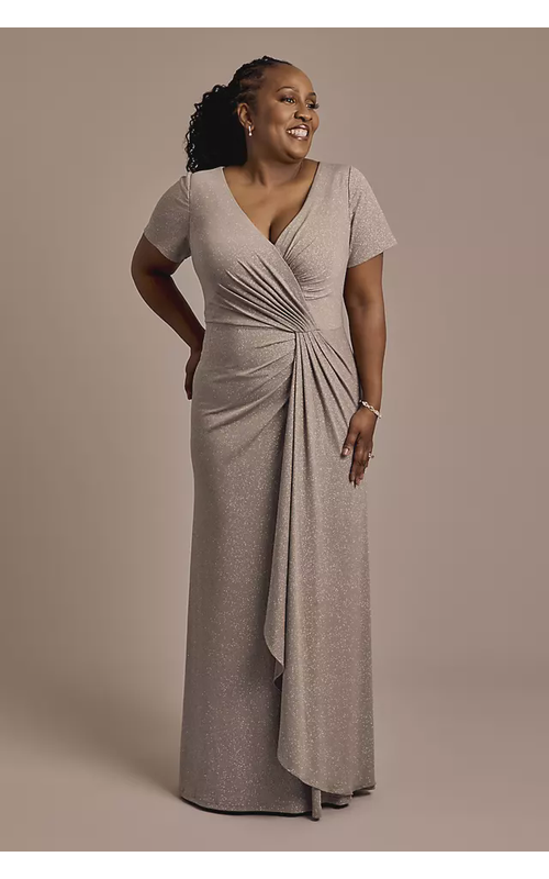 Twist Front Glitter Knit Sheath Dress