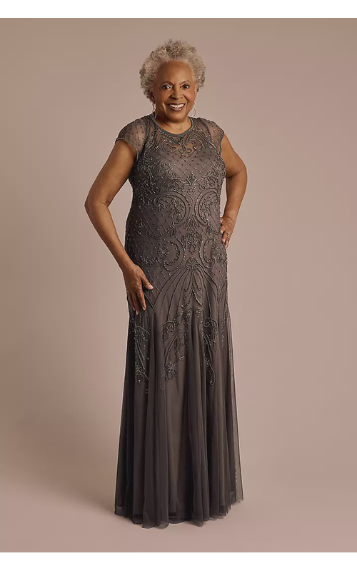 Cap Sleeve Beaded A-Line Dress