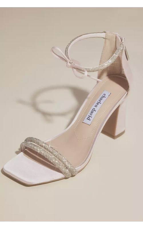 Satin Block Heels with Bow