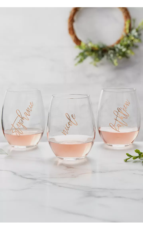 Vinyl Personalized Rose Wine Glass