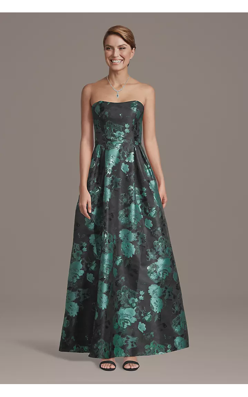 Strapless Brocade A-Line Dress