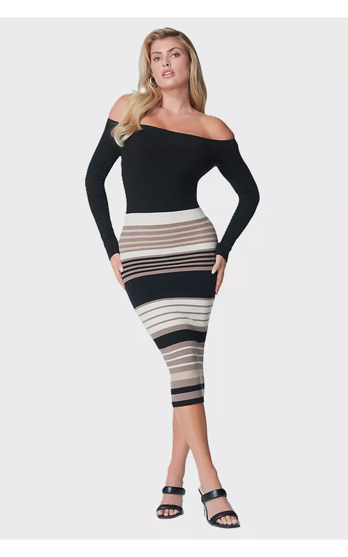 Off Shoulder Stripe Dress