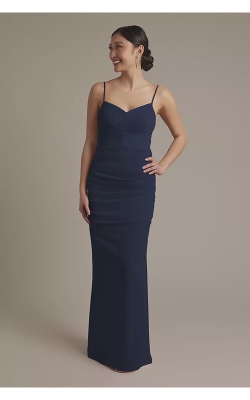 Mesh Ruched Sweetheart Dress