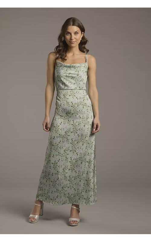 Charmeuse Cowl Neck Sheath Dress