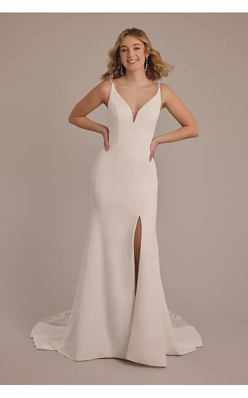 Crepe Mermaid Wedding Dress with Appliques
