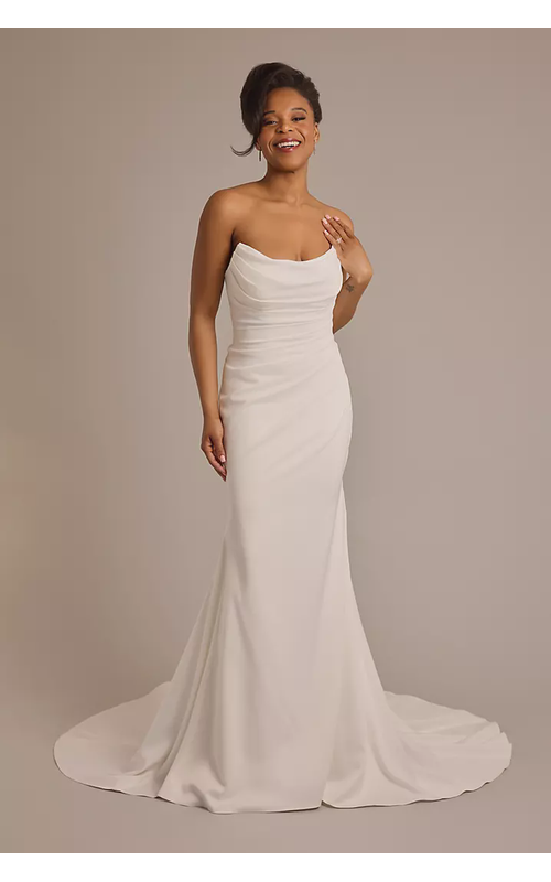 Strapless Draped Satin Mermaid Wedding Dress