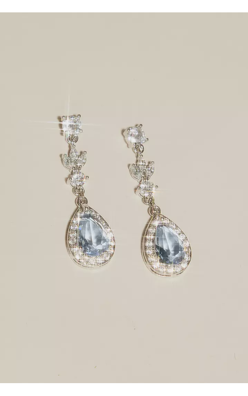Silver and Blue Pear Drop Earrings