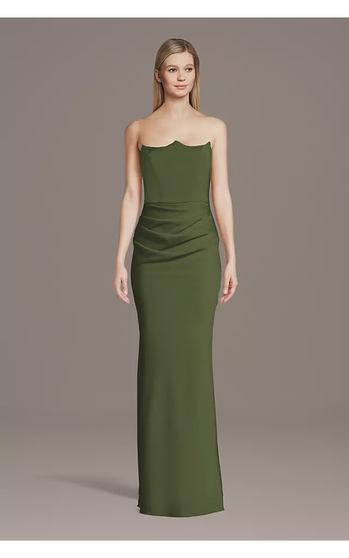 Matte Satin Inverted Neckline Sheath Dress
