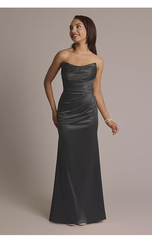 Sculpting Satin Strapless Mermaid Dress