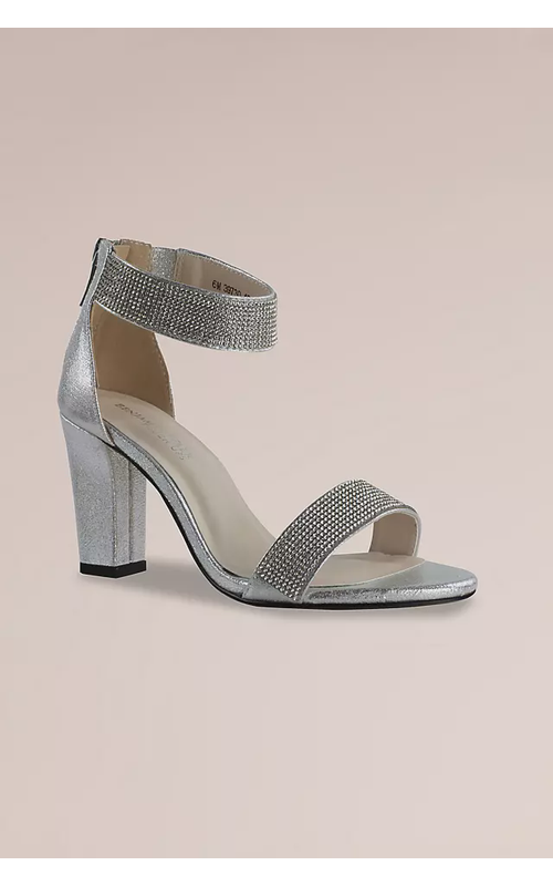 Block Heel Sandals with Embellished Vamp and Strap