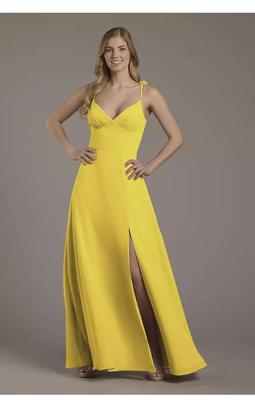 Chiffon A-Line Dress with Flower Straps