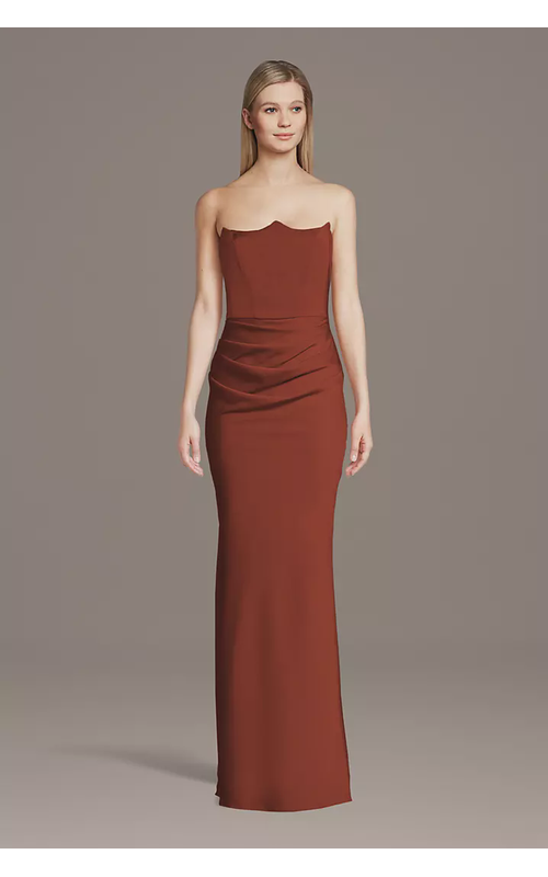 Matte Satin Inverted Neckline Sheath Dress