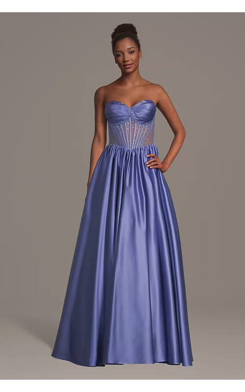 Strapless Satin Basque Waist Ball Gown