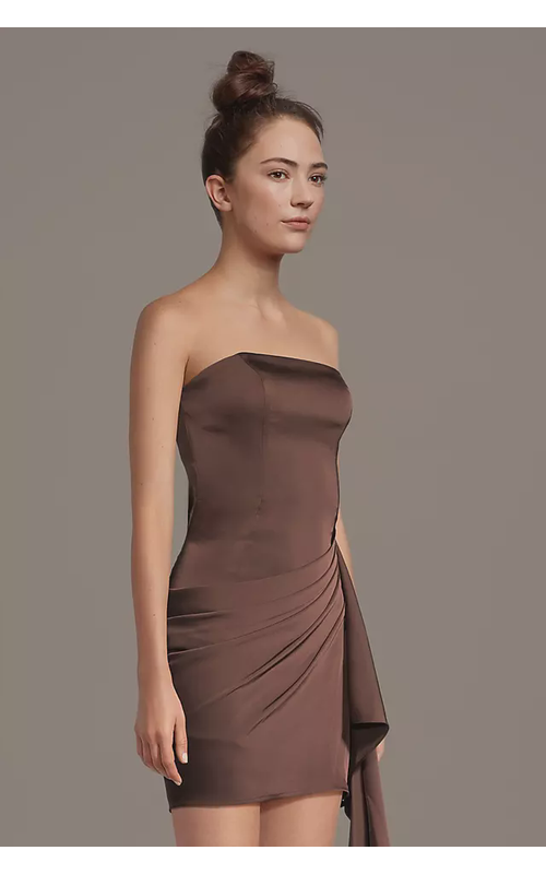 Strapless Matte Satin Mini Dress