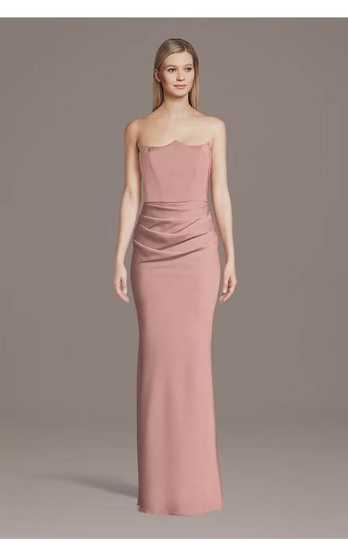 Matte Satin Inverted Neckline Sheath Dress