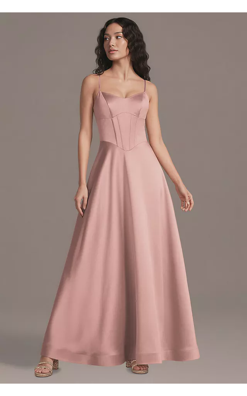 Satin Basque Waist Corset Ball Gown