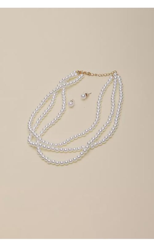 Layered Pearl Choker and Earring Set