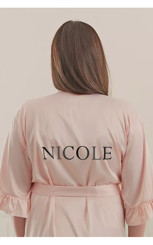 Metallic Name Personalized Ruffle Satin Robe