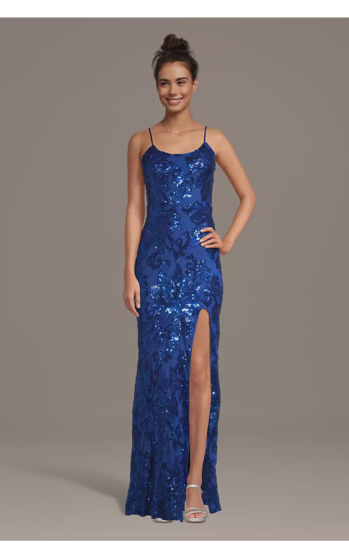 Pattern Sequin Spaghetti Strap Sheath Dress