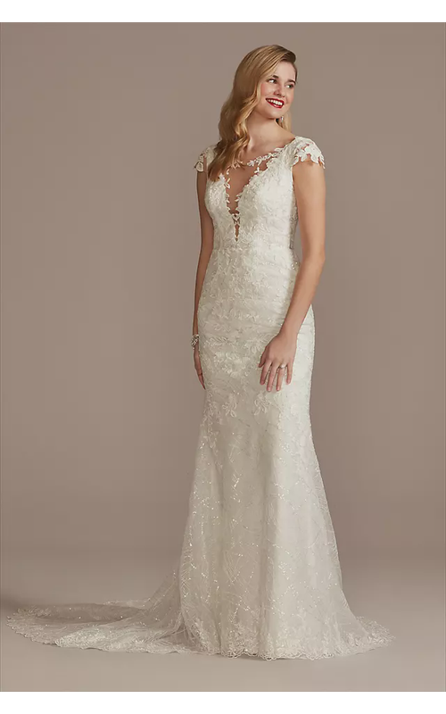 Tulle Sheath Wedding Dress with Beaded Swag Back