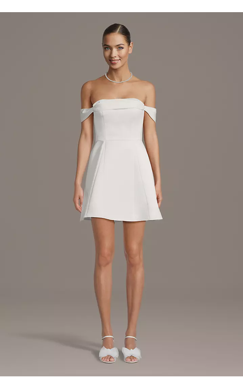 Off-the-Shoulder Satin Mini Dress