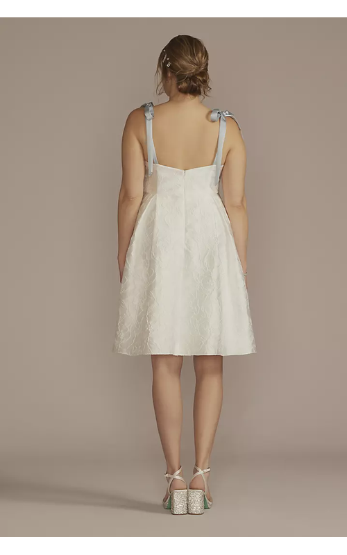 Short Jacquard A-Line Dress with Removable Straps