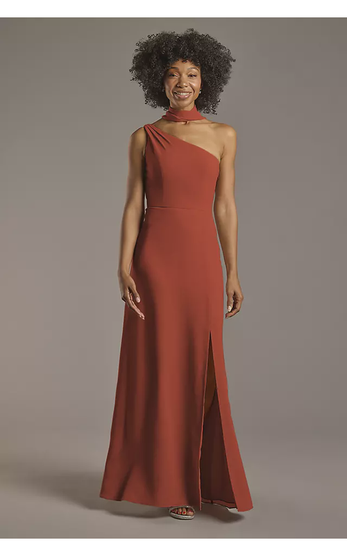Convertible One-Shoulder Chiffon Dress