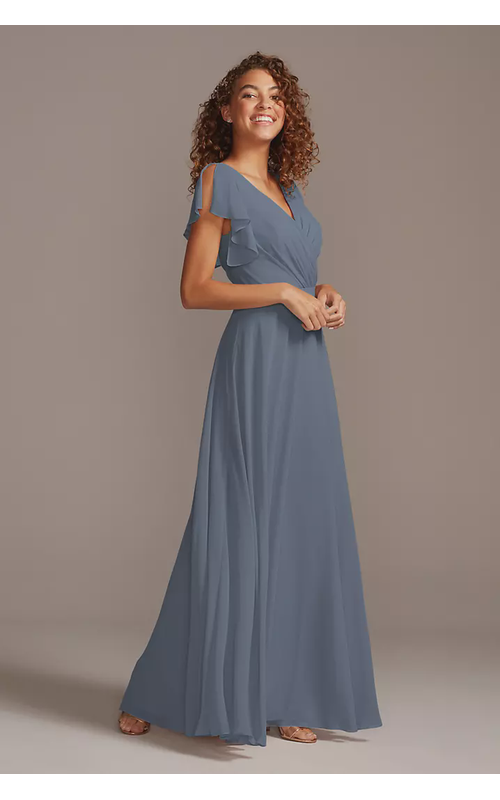 Bridesmaid Dress with Flutter Sleeve Full Skirt
