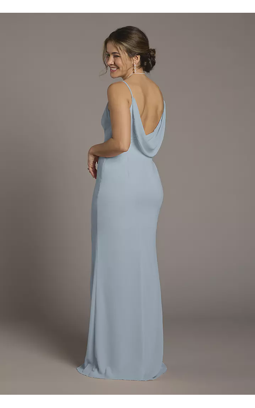 Chiffon Cowl Back V-Neck Sheath Dress