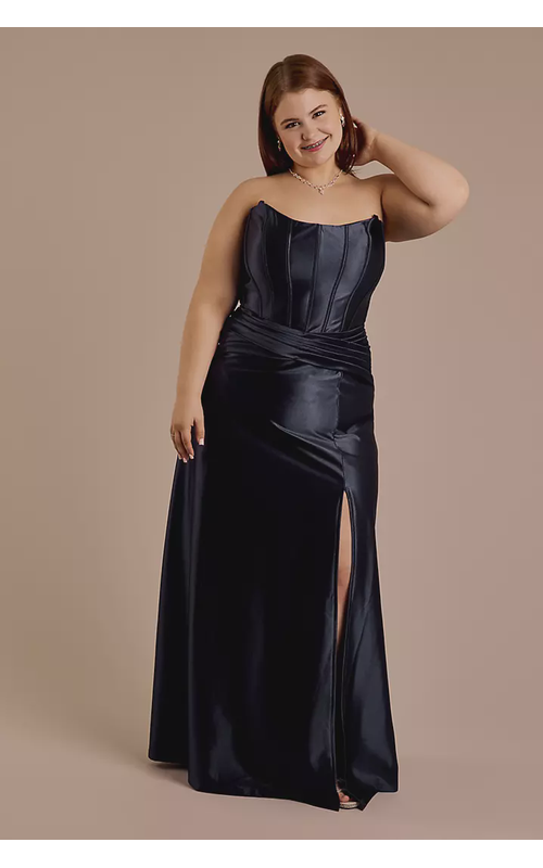 Sculpting Satin Corset Bodice A-Line Dress