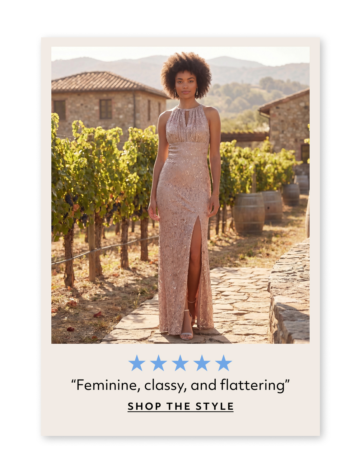 “Feminine, classy, and flattering” shop the style