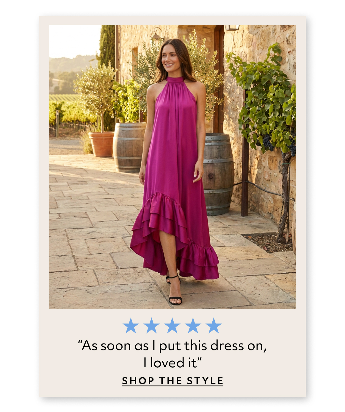 “As soon as I put this dress on, I loved it” shop the style
