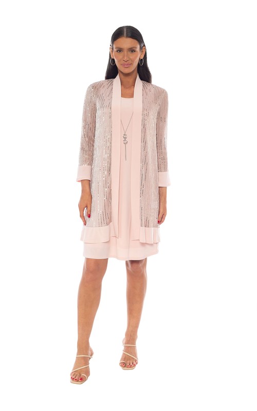 Sequin Jacket Dress with Necklace