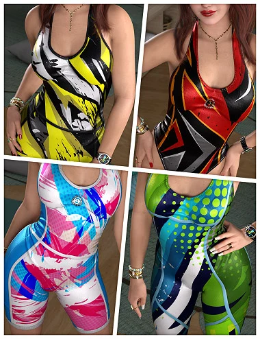 Workout Textures for dForce SU One-Piece Yoga Pants Collection