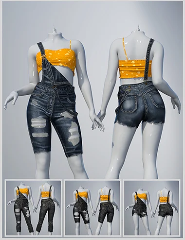 dForce SU Denim Overalls Collection for Genesis 9