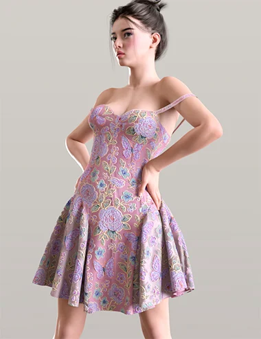 dForce TN Corset Skater Dress for Genesis 9, 8, and 8.1 Female