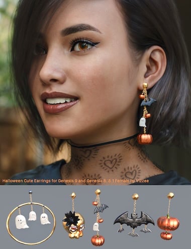 Halloween Cute Earrings for Genesis 9, 8 and 8.1 Female