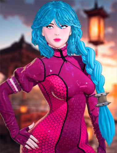 dForce HM Ember Braid Toon Hair for Genesis 9