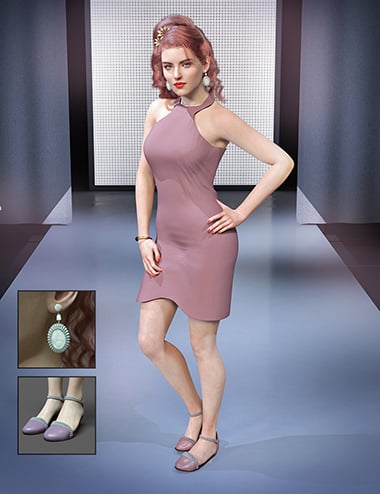 dForce Halter Neck Dress for Genesis 9 Feminine