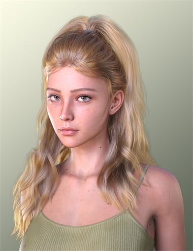 dForce Strand-Based FE Half Up Ponytail Hair for Genesis 9, 8 and 8.1