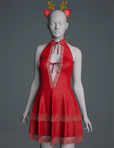 dForce GN Christmas Dress? for Genesis 9, 8.1, and 8 Female