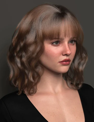 dForce Strand-Based Doll Style Curly Bob Hair for Genesis 9