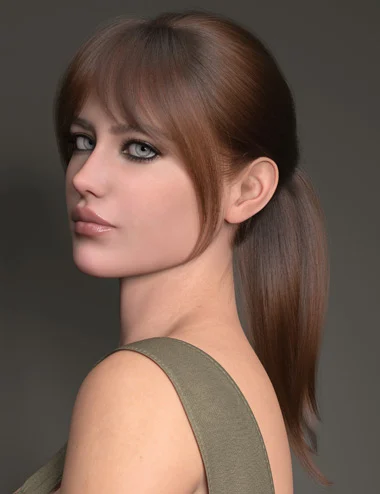 dForce Soft Bangs Ponytail Strand-Based Hair for Genesis 9