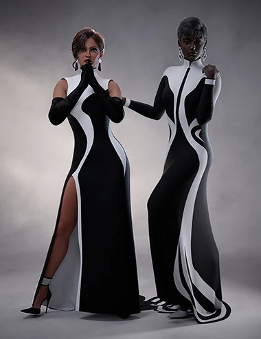 dForce Graphic Evening Dress for Genesis 9 Feminine