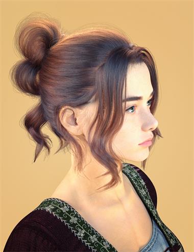 dForce FE Lazy Sunday Bun Strand-Based Hair for Genesis 9, 8
